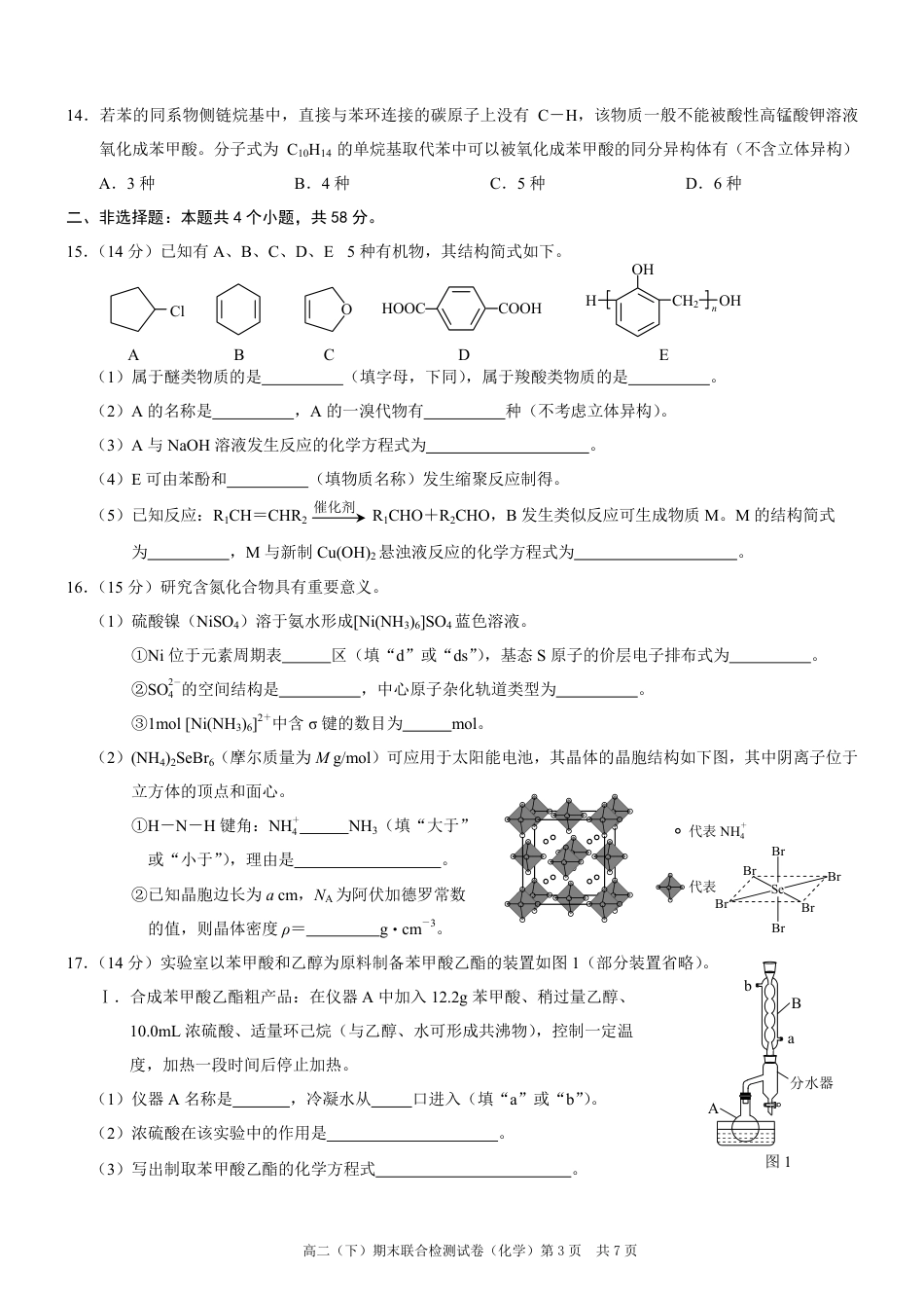 重庆市2023-2024学年高二下学期7月期末联合检测化学试题(1).pdf