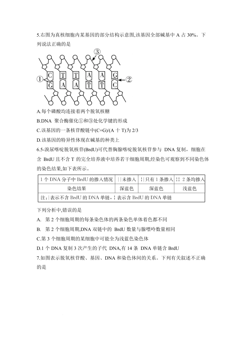 湖南省长沙市第一中学2024-2025学年高一下学期期中考试生物试题.pdf